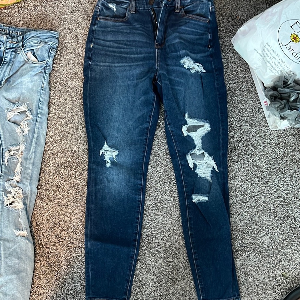 american eagle darkwash skinny jeans